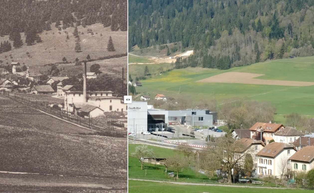 Courtelary, la gare et l’usine Camille Bloch